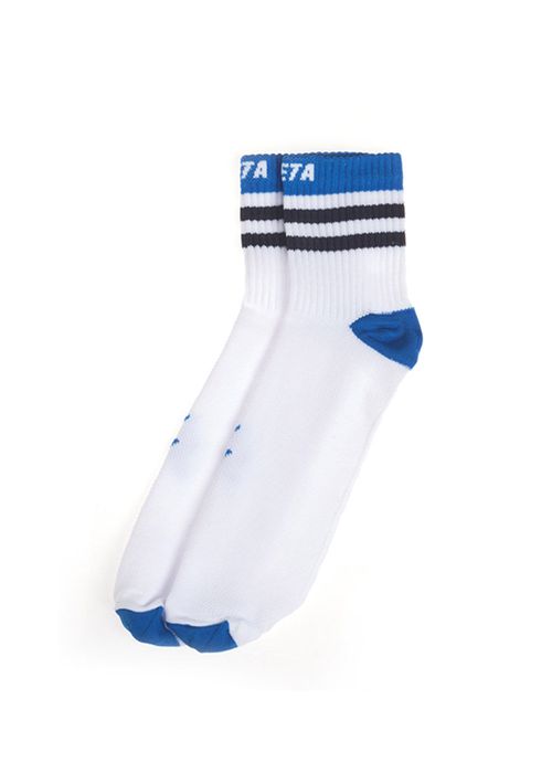 Low Cut Retro White Cyan blue Socks, Nylon, Unisex