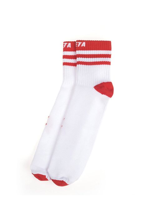 Low Cut Retro White Red Socks, Nylon, Unisex