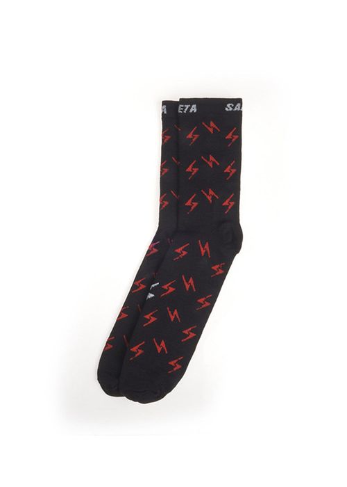 Thunder Black Red Crew Socks, Nylon, Unisex
